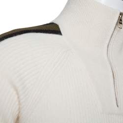 مملوكة مسبقًا Louis Vuitton Cream Wool & Cashmere Half Zip Turtleneck Sweater L