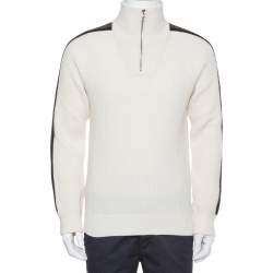 مملوكة مسبقًا Louis Vuitton Cream Wool & Cashmere Half Zip Turtleneck Sweater L