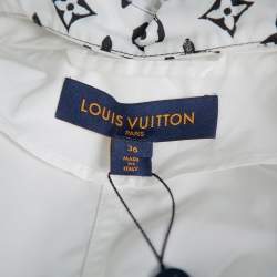Louis Vuitton White Synthetic & Cotton Short Hooded Parka S