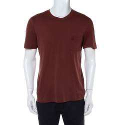 Louis Vuitton Brown Cotton Damier Pocket Detail Crewneck T-Shirt M