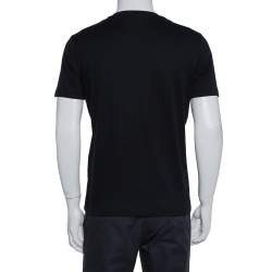 مملوكة مسبقًا تي شيرت لوي فيتون بجيوب مزينة رقبة مستديرة قطن أسود مقاس صغير - سمول