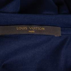 Louis Vuitton Navy Blue Cotton Applique Detail Crewneck T-Shirt S