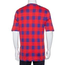 Pre Owned تي شيرت لوي فيتون رقبة مستديرة قطن مطبوع ماساي دامير أزرق و أحمر مقاس كبير جداً جداً (اكس اكس لارج) 