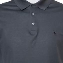 Pre Owned Louis Vuitton Grey Cotton Pique Polo T-Shirt L