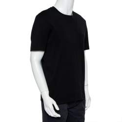 مملوكة مسبقًا Louis Vuitton Black Cotton Damier Pocket Crewneck T-Shirt L