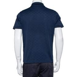 Pre Owned تي شيرت بولو لوي فيتون نمط دامييه بيك قطن كحلي مقاس كبير