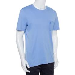 Pre Owned Louis Vuitton Lavender Cotton Damier Pocket Crewneck T-Shirt L