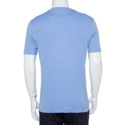 Pre Owned Louis Vuitton Lavender Cotton Damier Pocket Crewneck T-Shirt L