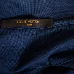 Louis Vuitton Navy Blue Cotton Knit Polo T-Shirt M
