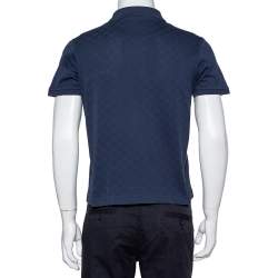 Louis Vuitton Navy Blue Cotton Knit Polo T-Shirt M