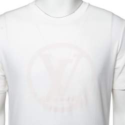 Louis Vuitton White Logo Printed Cotton Knit Crewneck T-Shirt L