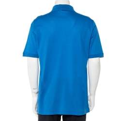  Louis Vuitton Blue Logo Embroidered Cotton Pique Polo T-Shirt XXL