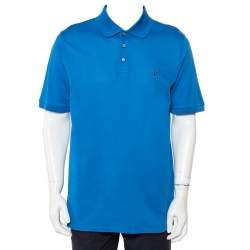  Louis Vuitton Blue Logo Embroidered Cotton Pique Polo T-Shirt XXL
