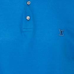  Louis Vuitton Blue Logo Embroidered Cotton Pique Polo T-Shirt XXL