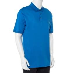  Louis Vuitton Blue Logo Embroidered Cotton Pique Polo T-Shirt XXL