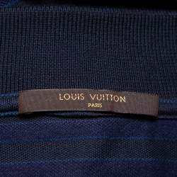  Louis Vuitton Navy Blue Striped Cotton Pique Polo T-Shirt 4L