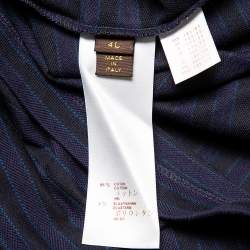  Louis Vuitton Navy Blue Striped Cotton Pique Polo T-Shirt 4L