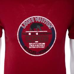 Louis Vuitton Red Graphic Print Cotton Knit Crewneck T-Shirt S