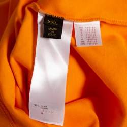 Pre Owned تي شيرت لوي فيتون قطن برتقالي جيب دامييه مطبوع برقبة مستديرة مقاس كبير جدًا جدًا - إكس إكس لارج