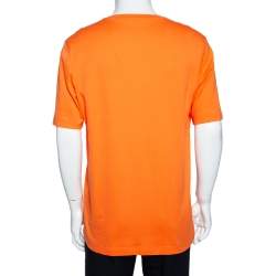 Pre Owned تي شيرت لوي فيتون قطن برتقالي جيب دامييه مطبوع برقبة مستديرة مقاس كبير جدًا جدًا - إكس إكس لارج