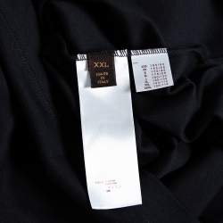 Pre Owned تي شيرت لوي فيتون بولو قطن أسود مطبوع جيب دامييه مقاس كبير جدًا جدًا - إكس إكس لارج 