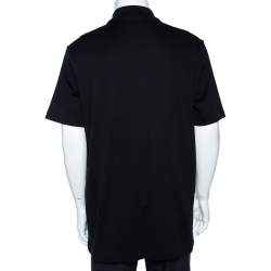 Pre Owned تي شيرت لوي فيتون بولو قطن أسود مطبوع جيب دامييه مقاس كبير جدًا جدًا - إكس إكس لارج 