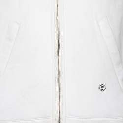Pre Owned Louis Vuitton White Cotton Knit Zip up Hood Jacket XS