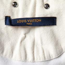 Pre Owned Louis Vuitton White Cotton Knit Zip up Hood Jacket XS