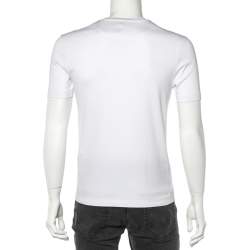مملوكة مسبقًا Louis Vuitton White Cotton Damier Pocket Detail Crewneck T-Shirt XS