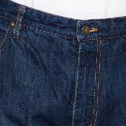 Louis Vuitton Indigo Denim Leather Tab Detail Regular Jeans XXL