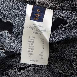 Pre Owned تي شيرت لوي فيتون قطن كامو أزرق كحلي برقبة جاكار مستديرة مقاس كبير جدًا - لإكس لارج