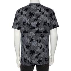 Pre Owned تي شيرت لوي فيتون قطن كامو أزرق كحلي برقبة جاكار مستديرة مقاس كبير جدًا - لإكس لارج