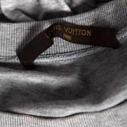 مملوكة مسبقًا تي شيرت لوي فيتون رقبة مستديرة تفاصيل تضليع مغاير قطن رمادي مقاس كبير جدا جدا