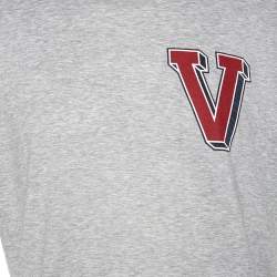 مملوكة مسبقًا تي شيرت لوي فيتون رقبة مستديرة تفاصيل تضليع مغاير قطن رمادي مقاس كبير جدا جدا