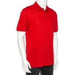 Pre Owned Louis Vuitton Red Cotton Pique Polo T-Shirt XL