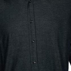Pre Owned Louis Vuitton Black Cotton & Checkered Paneled Button Front Shirt S