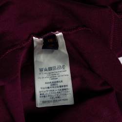 Pre Owned تي شيرت لوي فيتون قطن عنابي بأكمام قصيرة مطرز شعار الماركة مقاس كبير جدًا جدًا - إكس إكس لارج 