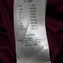 Pre Owned تي شيرت لوي فيتون قطن عنابي بأكمام قصيرة مطرز شعار الماركة مقاس كبير جدًا جدًا - إكس إكس لارج 