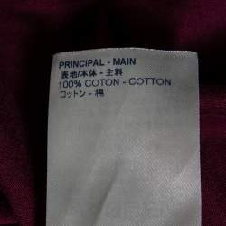 Pre Owned تي شيرت لوي فيتون قطن عنابي بأكمام قصيرة مطرز شعار الماركة مقاس كبير جدًا جدًا - إكس إكس لارج 