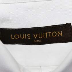 Louis Vuitton White Cotton Logo Embroidered Button Front Shirt M