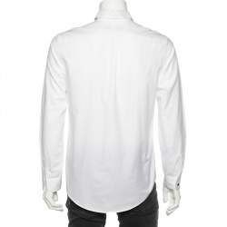 Louis Vuitton White Cotton Logo Embroidered Button Front Shirt M