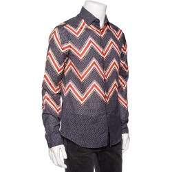 مملوكة مسبقًا Louis Vuitton Multicolor Zig Zag Printed Cotton Button Front Shirt M