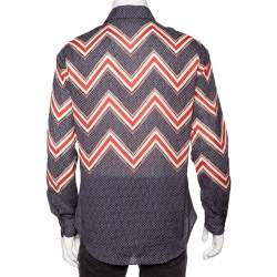 مملوكة مسبقًا Louis Vuitton Multicolor Zig Zag Printed Cotton Button Front Shirt M