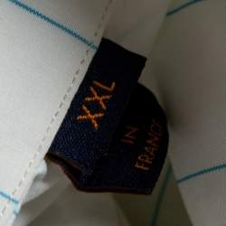 Pre Owned Louis Vuitton Off-White Striped Monogram Spray Print Detailed Regular Fit Shirt XXL 