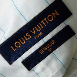 Pre Owned Louis Vuitton Off-White Striped Monogram Spray Print Detailed Regular Fit Shirt XXL 