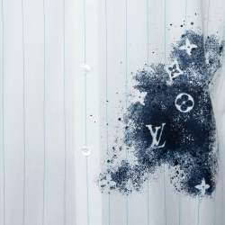 Pre Owned Louis Vuitton Off-White Striped Monogram Spray Print Detailed Regular Fit Shirt XXL 