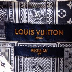 Pre Owned Louis Vuitton Navy Blue LV Monogram Cards Print Cotton Regular Fit Shirt XS