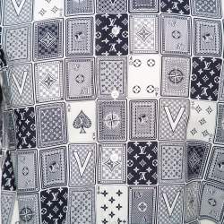 Pre Owned Louis Vuitton Navy Blue LV Monogram Cards Print Cotton Regular Fit Shirt XS