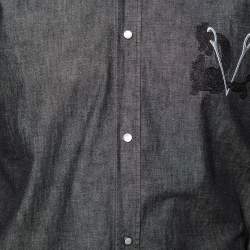 Pre Owned Louis Vuitton Charcoal Grey Lightweight Denim Button Front Shirt M