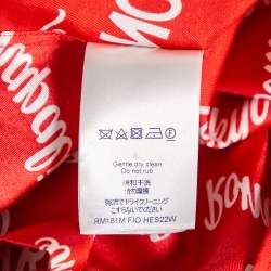 Pre Owned Louis Vuitton Red City Logo Printed Silk Hawaiian Shirt XXL